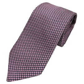 Cravatta in seta blu navy e rosa Hermes - Hermès