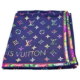 Louis Vuitton Foulard in Seta Monogram Fleurs Blu