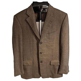 Ermenegildo Zegna Blazer de lã castanha com riscas