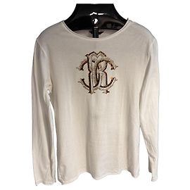 Roberto Cavalli Langarm-T-Shirt Monogramm - Weiß