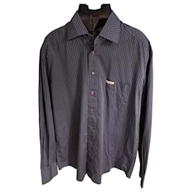 Dolce & Gabbana Camicia Uomo in Cotone a Righe Sottili Blu
