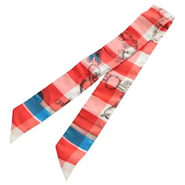 HERMES Twilly Scarf Silk Red Auth 185842M - Hermès