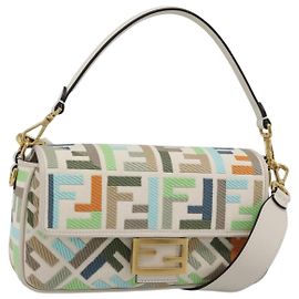 FENDI Zucca Canvas Mamma Baguette Bag 2way Multicolor Gold Auth 188798SM