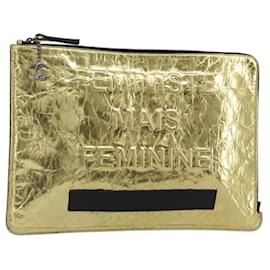Clutch CHANEL in pelle, toni oro e argento, CC Auth BA13613SAM
