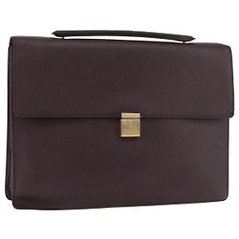 LOUIS VUITTON Taiga Porte Documents Angara Bag Acajou M30776 Auth bs35692
