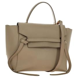 CELINE Belt Bag Micro Hand Bag Leder 2way Beige Gold Auth 185805M - Céline