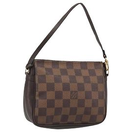 LOUIS VUITTON Damier Ebene Trousse Makeup Pouch N51982 LV Auth BA13565