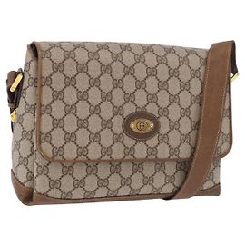 Borsa a Spalla GUCCI GG Supreme PVC Beige Oro Auth 188325