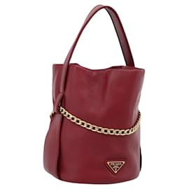 Borsa a mano PRADA Petit Sack in pelle rossa e oro Auth 189049SM