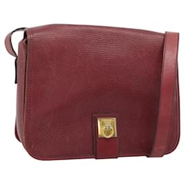 Borsa a Spalla CELINE in Pelle Bordeaux Oro Auth hk3802 - Céline