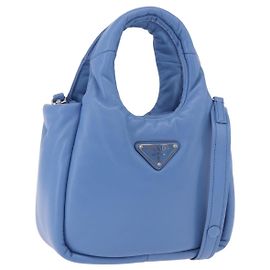 Bolsa de mão PRADA de couro 2way Azul claro Prata Auth 184410SAM