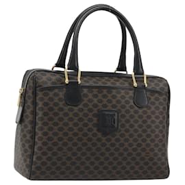 Céline Borsa Boston CELINE in tela Macadam PVC Pelle Nera Oro Auth am11939V