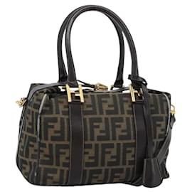Borsa a mano 2way FENDI Zucca Canvas Nero Marrone Auth 187214