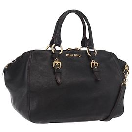 Borsa Miu Miu in pelle 2 way Nero Oro Auth ka4877V