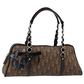 Borsa a tracolla Romantic in tela Trotter Christian Dior PVC Marrone Auth yk20518SAV