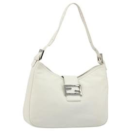 Borsa a tracolla FENDI Mamma Baguette in pelle bianco argento autentica 185820M