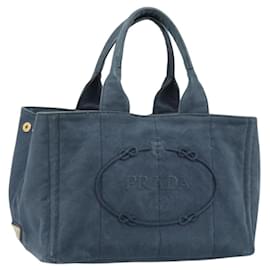 PRADA Canapa MM Handtasche Canvas Blau Auth 188558 - Prada