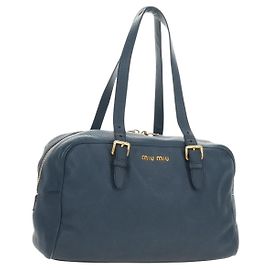 Borsa a Spalla Miu Miu in Pelle Blu Navy e Oro Auth yk20559SAM