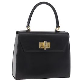Céline CELINE Handtasche aus Leder Schwarz Gold Auth 188999A