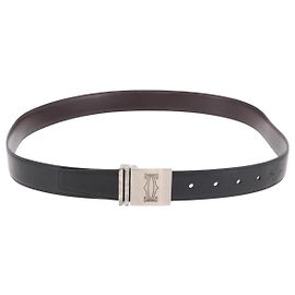 Cintura CARTIER Must Line in pelle 44.1" Nero Marrone Argento Auth BA13632