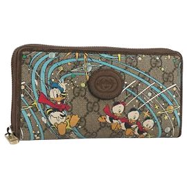 GUCCI GG Supreme Portafoglio PVC Beige 647940 Auth 186699A