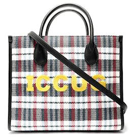 Borsa a mano in nylon e rafia ricamato multicolore Gucci