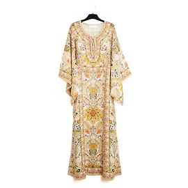 Zimmermann Robe Maxi Lin Caftan FR38 Abito Maxi in Lino Multicolore Kaftan UK10 US8