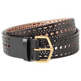 Alaïa Vienne Ledergürtel Schwarz Gold
