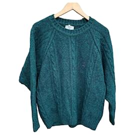 Valentino Herren Zopfstrickpullover aus Wolle in Grün