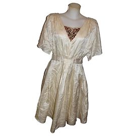 Kurzes La Perla Seidenkleid in Elfenbein mit Perlen