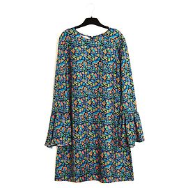 Autre Marque La Double J Größe L Midi-Kleid Seide FR40 Floral Black Silk Twill UK12 US10