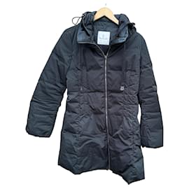 Moncler Abrigo de Plumas Negro con Capucha