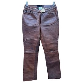 Pantalones de cuero marrón Just Cavalli