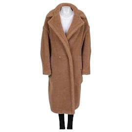 Abrigo Teddy oversize de lana y seda camel Max Mara Talla L Semiproveniente