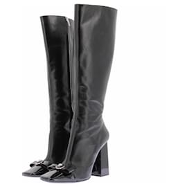 Versace Schwarze Lederstiefel