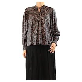 Satinbluse mit schwarzem Rosenprint - UK 10 - Ulla Johnson