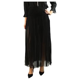Isabel Marant Falda midi transparente fruncida negra - talla UK 10