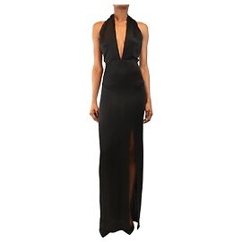 Autre Marque Vestido longo preto com decote halter - tamanho UK 6