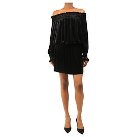 Norma Kamali Mini-Kleid aus schwarzem Samt mit Off-Shoulder-Ausschnitt - Größe XS