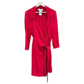 Max Mara Wickelkleid aus roter Triacetat-Mischung