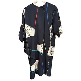 Max Mara Abito Maxi in Seta Pura Seta Stampa Astratta