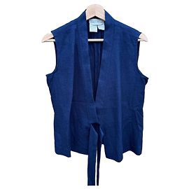 Colete sem mangas de seda azul "putra seta" Max Mara
