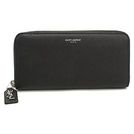 Saint Laurent Black Leather Long Wallet