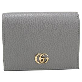 Gucci Bi-fold Geldbörse Double G Leder Grau
