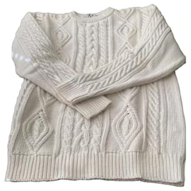 Sports Blanc Bleu weißer Zopfstrickpullover - Autre Marque