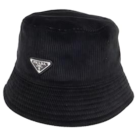 Casquette bucket en velours côtelé avec logo Triangle Prada