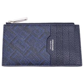 Portafoglio per monete in pelle di vitello blu navy Salvatore Ferragamo