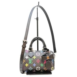Louis Vuitton x Takashi Murakami Multicolor Noir Nano Speedy Boston Bag