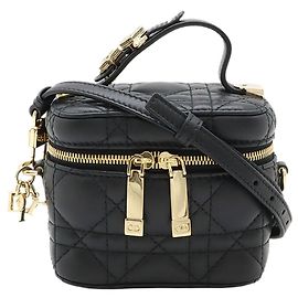 Beauty case Lady Dior in micro pelle di agnello cannage nero Dior
