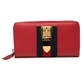 Cartera Zip Around Sylvie en piel de becerro roja Gucci